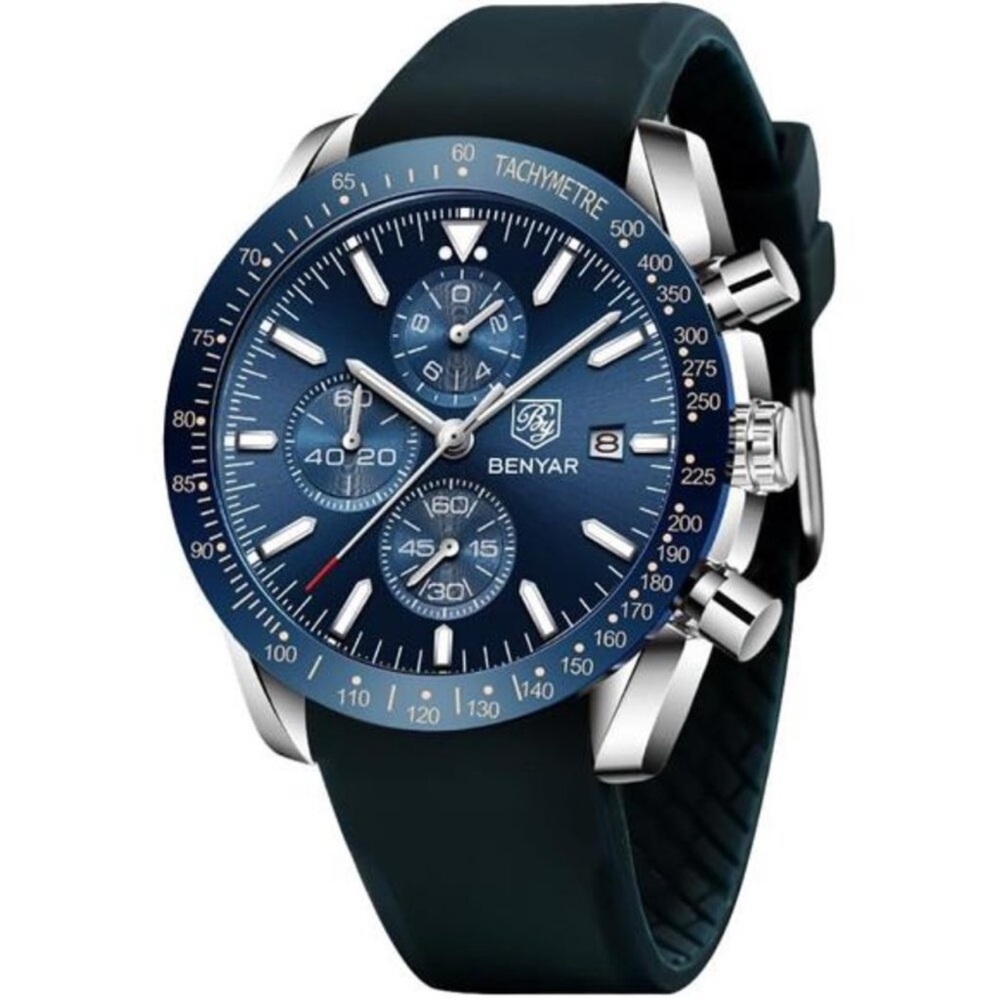 Mens Watches Analog Quartz Chronograph Waterproof Men's Wrist Watches Blue
